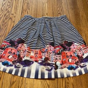 Boston Proper Navy and Pink Striped Skirt